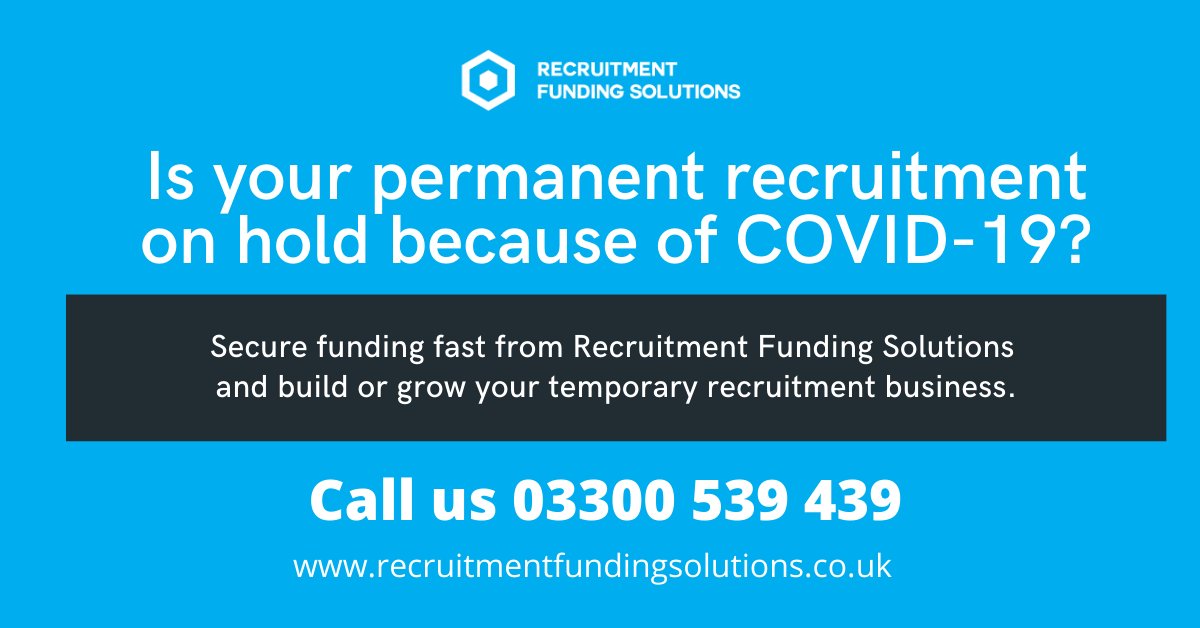 If your permanent recruitment is on hold because of COVID-19 and you need funding to build or grow your temporary recruitment business, then get in touch with us today. You can call us on 03300 539 439 or visit recruitmentfundingsolutions.co.uk #recruitmentfunding #recruitment