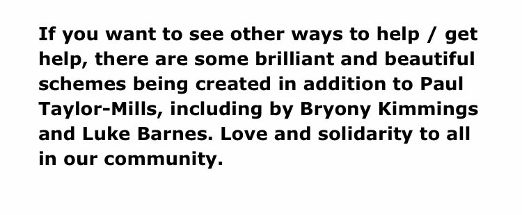 A devastating week for freelancers in theatre. Where possible we must find ways to share this burden.

I’m donating the commission for my latest television script to Funds For Freelancers, run by @PaulTaylorMills. 

See also schemes run by @BryonyKimmings &amp; <a href="/lukeybarnesy/">Luke Barnes.</a> 

Love x