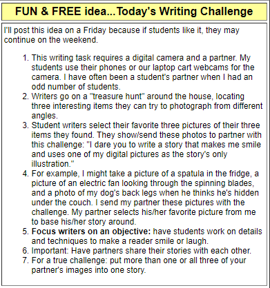 WritingFix's tweet image. #BetterTogether We're freely posting writing and learning tasks like this one every Monday-Friday at corbettharrison.com

This challenge could continue into the weekend and involve other members of the family.  #AlwaysWrite #writinglessons