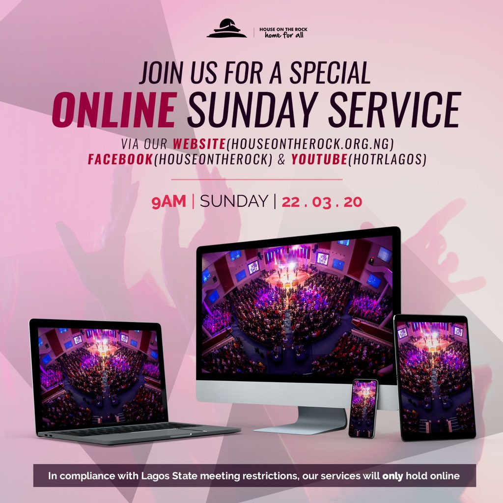 Hello Friends, in the midst of all the noise, don’t forget that God has got you. We speak peace to every trouble heart and healing to ailing bodies in Jesus name. See you online this Sunday. For more info, click - bit.ly/HOTROnlineServ…. Stay safe and God bless.
#HOTROnline
