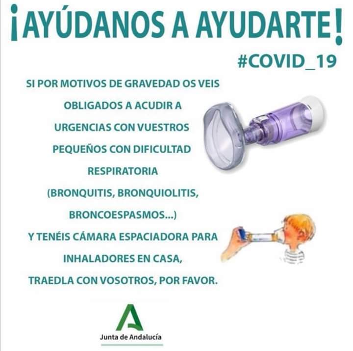 SaludAPMalaga's tweet photo. Información importante:  si acudes a urgencias con niñ@ con dificultad respiratoria y tienes cámara para inhaladores, llevátela. https://t.co/iZl33kvz4Z