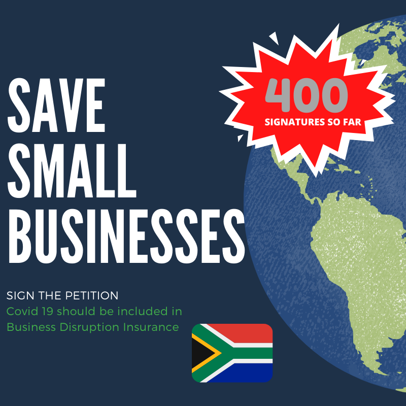 We stand behind Small Businesses and Entrepreneurs in these tough times. Sign the petition today to help save them- chng.it/fWfvGCwk9Q #Covid19SA