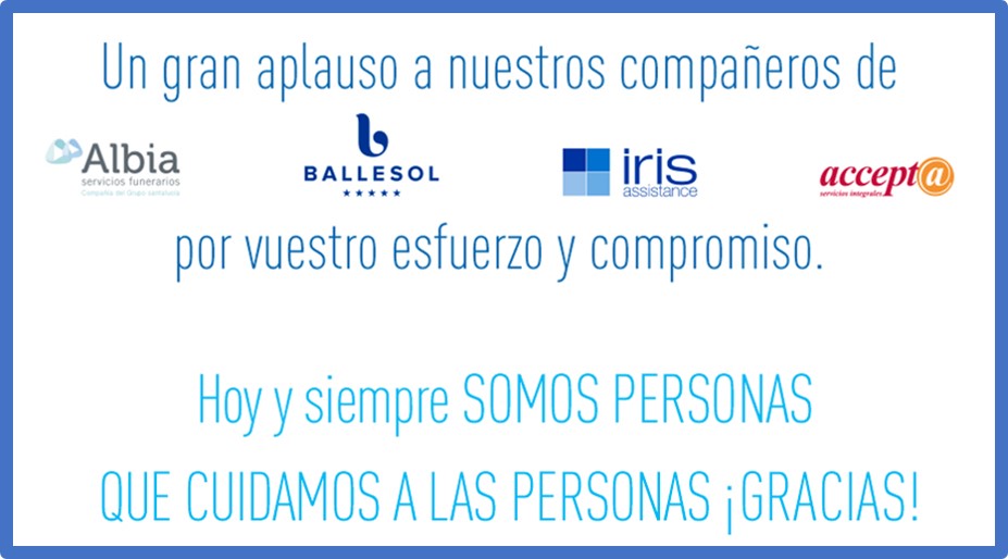 auzkiza's tweet photo. ¡APLAUSOS!!!!!
👏👏👏👏👏👏👏👏👏👏👏👏
Gracias a todos los compañeros del #GrupoSantalucía que están en primera línea frente al #conoravirus:
#Albia @GrupoBallesol #IrisAssistance, #Accepta, #SSMM... del #GrupoSantalucía @santalucia_seg
#SomosPersonasQueCuidamosDeLasPersonas https://t.co/VEPybrpco6