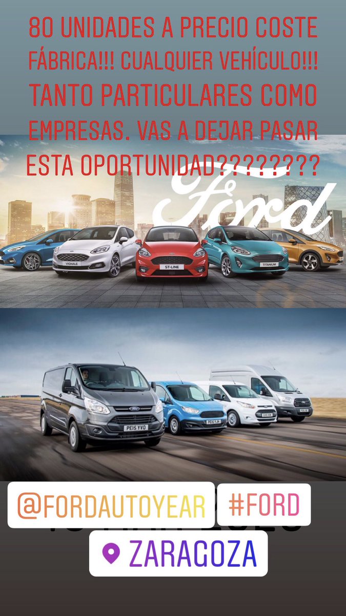 jmberges's tweet photo. #ford #oferta tasamos tu coche como forma de pago y aprovecha esta oportunidad única #zaragoza #coche #furgoneta #mustang #focus #fiesta #puma #kuga #COVID19 #TodoVaASalirBien https://t.co/sXqqHCEHnj