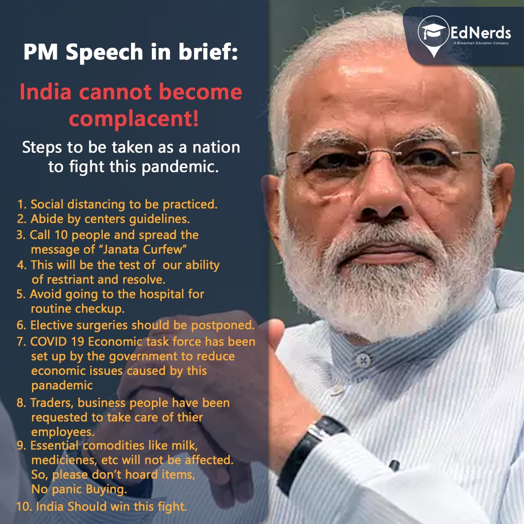 EdnerdsOfficial's tweet photo. Ednerds advise each one of you to stay at home on 22nd March 2020 in regards to Janata Curfew.
@narendramodi and Ednerds team want you to be healthy and an example for the world.

#coronavirus #covid19 #janatacurfew #growwithednerds https://t.co/6nh6Bpj0UO