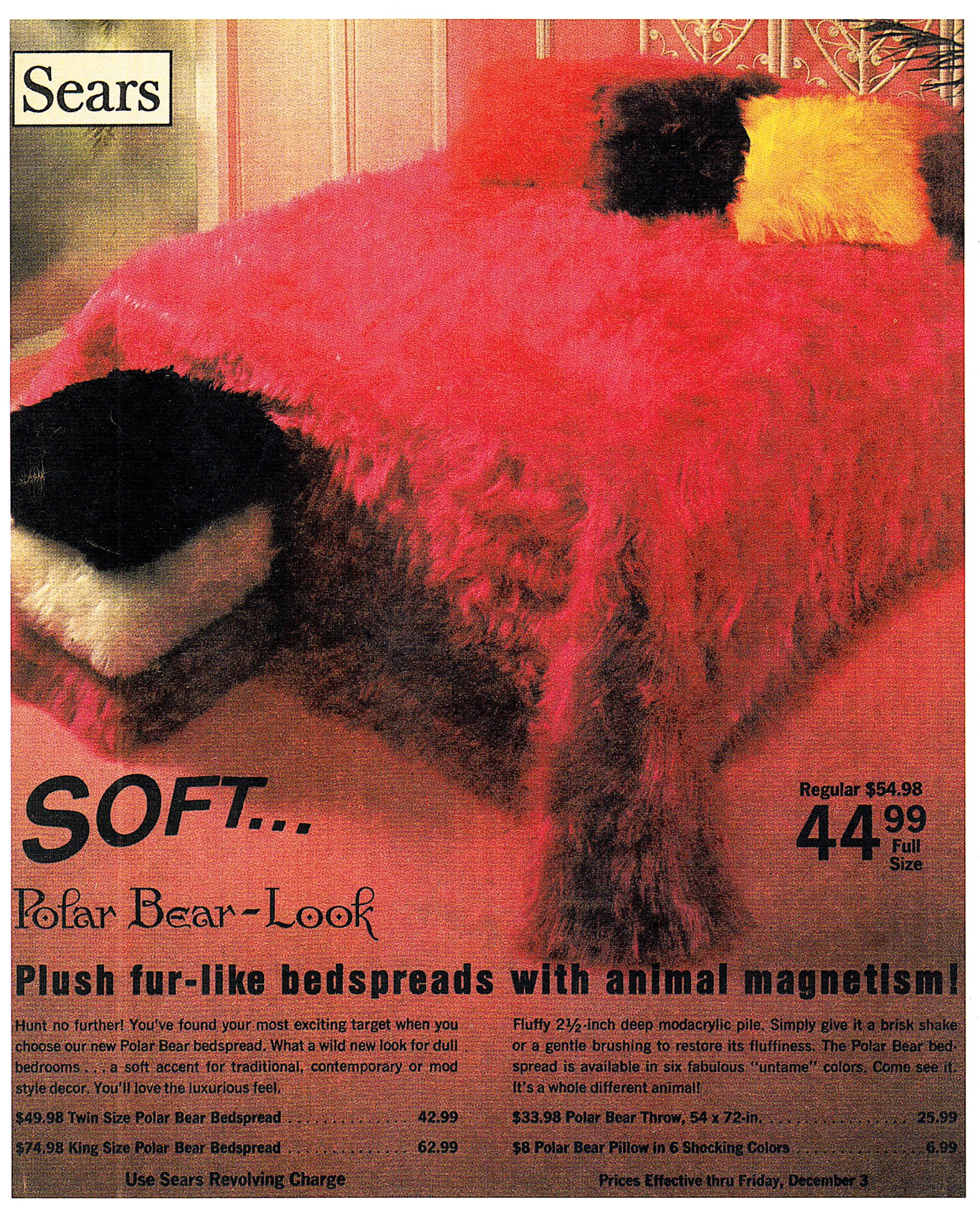 Retronewsnow On Twitter 1971 Sears Ad Plush Fur Like Bedspreads