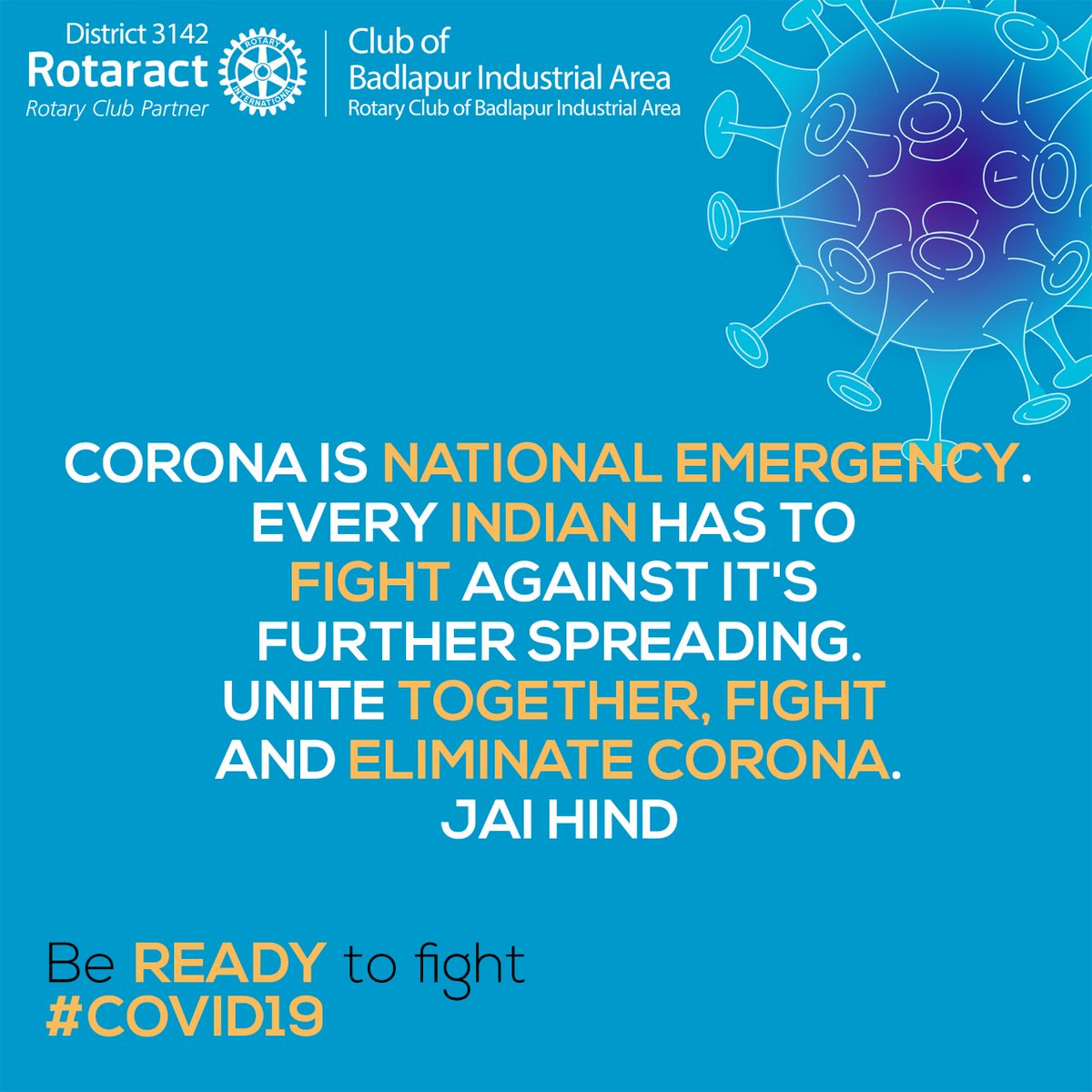 BadlapurRc's tweet photo. Be at home on the day of JANTA CURFEW and help our Government to fight against this giant COVID19...
#BEREADYTOFIGHT https://t.co/UG07vVtaAG