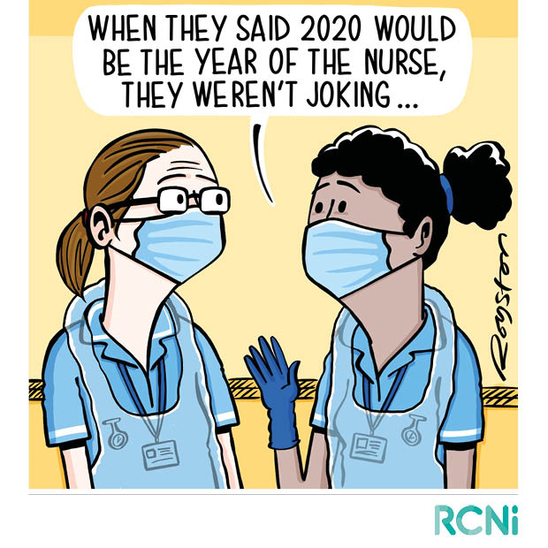 2020: the year of the nurse and midwife. Thank you to all the nursing workforce for all the work you are doing to keep us safe and well. #covid_19 #thankyounurses #yearofthenurse #thankyouNHS (cartoon by <a href="/roystoncartoons/">Royston</a>) rcni.com/keywords/covid…