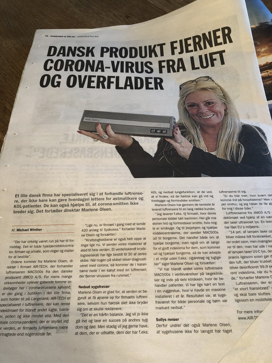 HansBGregersen's tweet photo. To sider i samme avis @politiken fredag den 20. Marts - artikel om løgne og rygter - og reklamefinansieret #FakeNews om #coronavirusdk https://t.co/Rz7CLqyw4S