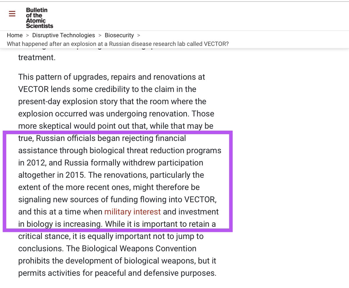 davegreenidge57's tweet photo. Just weeks before #COVID19 emerged, there was an explosion at Russia’s only level 4 bio lab, in Siberia, at a place still known by its Cold War name called, #TheVector.
#BioWeapon #CoronaVirusUpdate #China #coronavirus https://t.co/s0zt5Lwxaq
