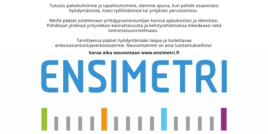 Ensimetri1's tweet image. #Ensimetri n alkavan #yrittäjä n neuvonta jatkuu. Suositusten mukaisesti tarjoamme ensisijaisesti #etäneuvontaa verkon välityksellä tai puhelimitse. Siirryimme vauhdilla uuteen toimintatapaan ja asiointi kanssamme sujuu nyt entistäkin helpommin. @TEpalvelutPIR