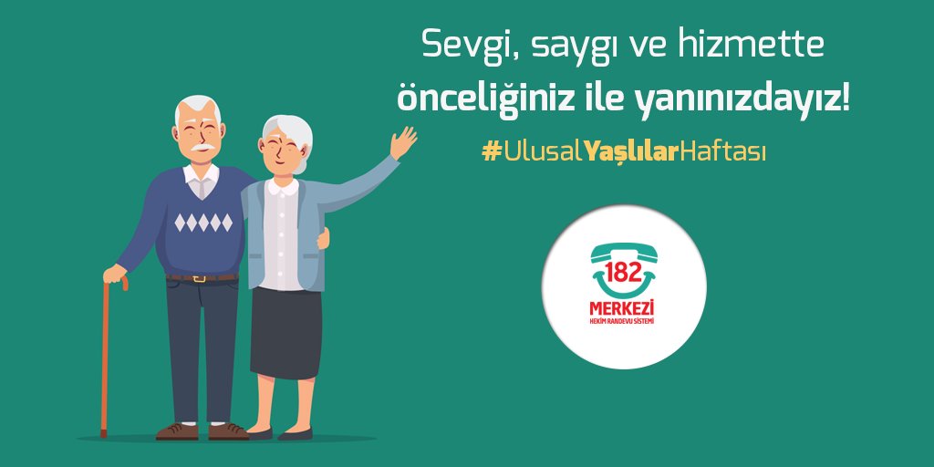 Yaşlılar Haftası'nı sağlık, huzur ve mutluluk dileklerimizle kutluyoruz. Yaşlılarımızın en iyi sağlık desteğini ve ilgiyi hak ettiğine inanıyor, 65 yaş üstü vatandaşlara MHRS'de öncelik tanıyoruz. #UlusalYaşlılarHaftası