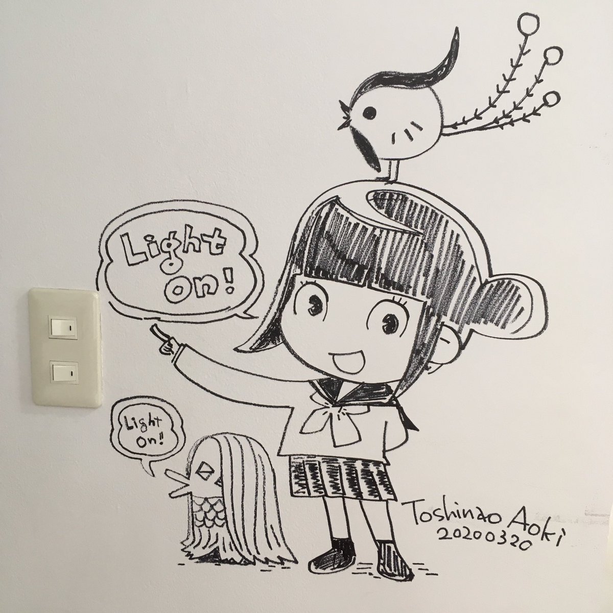#ACG_labo のガラス窓と壁に絵を描きました。
#フレーミングガールズ 