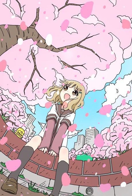 桜と櫻子ちゃん春分の日ということで#ゆるゆり #イラスト #illustration 