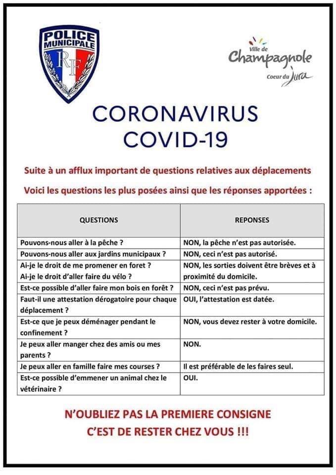 JustineChalon's tweet photo. [ COVID-19 ]
Quelques réponses supplémentaires concernant les questions relatives aux déplacements.   

#restescheztoi #coronavirus #COVID19 https://t.co/5GOBLI8Vn7