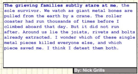 Very happy to have been published today on Paragraph Planet paragraphplanet.com a 75 word daily flashfiction site <a href="/paragraphplanet/">Paragraph Planet</a>  #flashfiction
