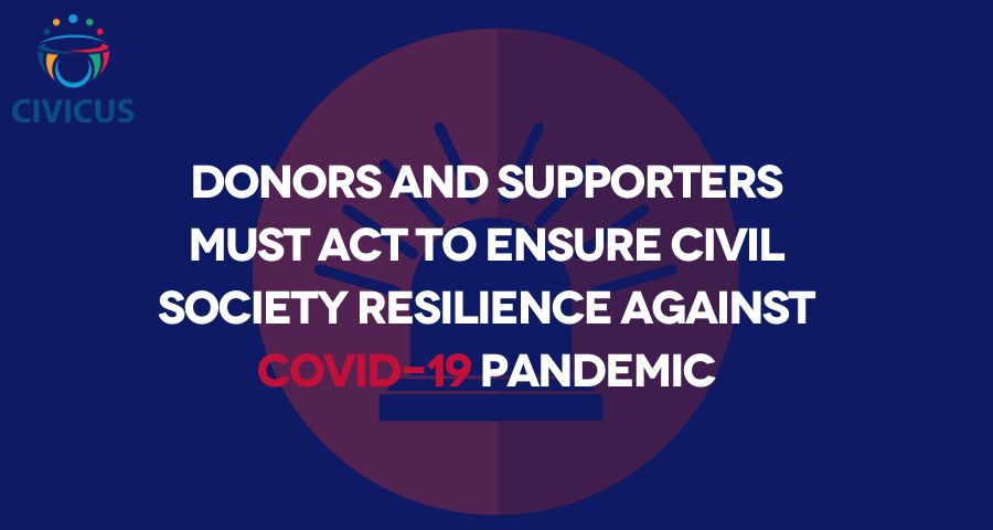 CIVICUSalliance's tweet photo. As we #FightCOVID19, we call on all donors and intermediaries providing essential support for civil society to offer as much flexibility, certainty, and stability towards grantees and partners as possible https://t.co/BTFZcGnBtN https://t.co/mXgkBsFCi1