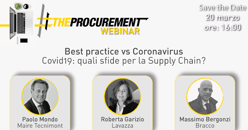 the_procurement's tweet photo. Oggi alle ore 16:00, non perdere il primo incontro digital di #TheProcurement insieme a Paolo Mondo, Roberta Garizio e Massimo Bergonzi
Best practice vs #Coronavirus. Covid19: quali sfide per la Supply Chain?
Saremo in diretta anche su YouTube sul nostro canale The Procurement! https://t.co/E3GO1jQDKg