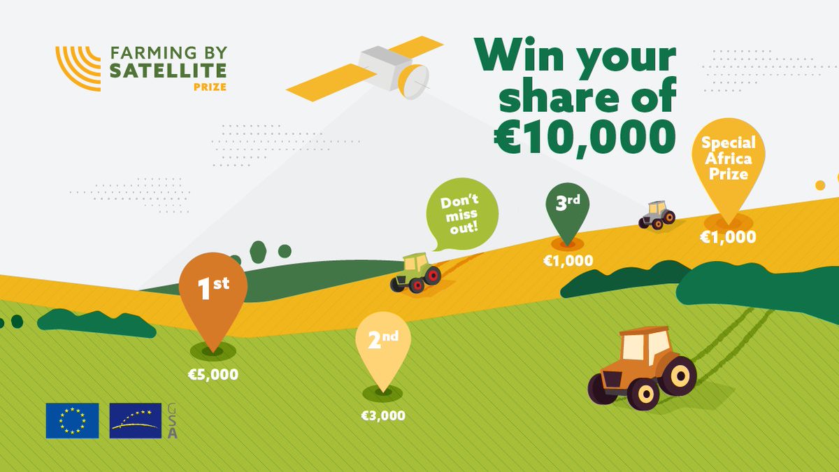 FbS_prize's tweet photo. Calling all #earthscience, agri &amp; space students! Are you working on a project that uses satellite data in #agriculture this semester? Show us how you can improve agriculture in #Europe or #Africa. Apply to the #FarmingbySatellite prize to win https://t.co/J0WJxbvgjC https://t.co/jQhjszCYmm