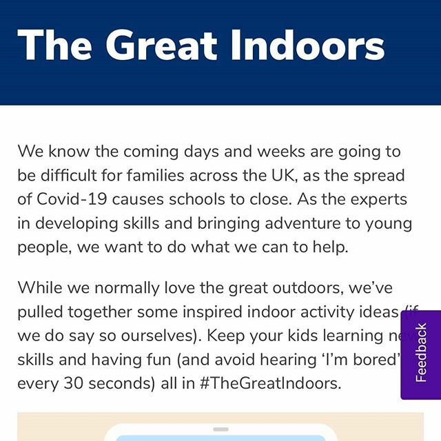 13thHowdon's tweet image. All check out the link below. The @scouts have pulled together some inspired indoor activities to ease the strain on parents over the coming weeks and months: scouts.org.uk/thegreatindoors #TheGreatIndoors 

ift.tt/2vy6WhA

#… ift.tt/33zltq7