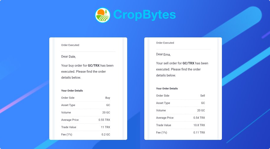 Hey #Crypto farmers👩‍🌾

Receive email notifications on the execution of your GC/TRX orders!😍

Get trading now!📊

👉cropbytes.com/gc-trading

#Bitcoin #blockchainGame #LTC #TRX #ETH #BTC