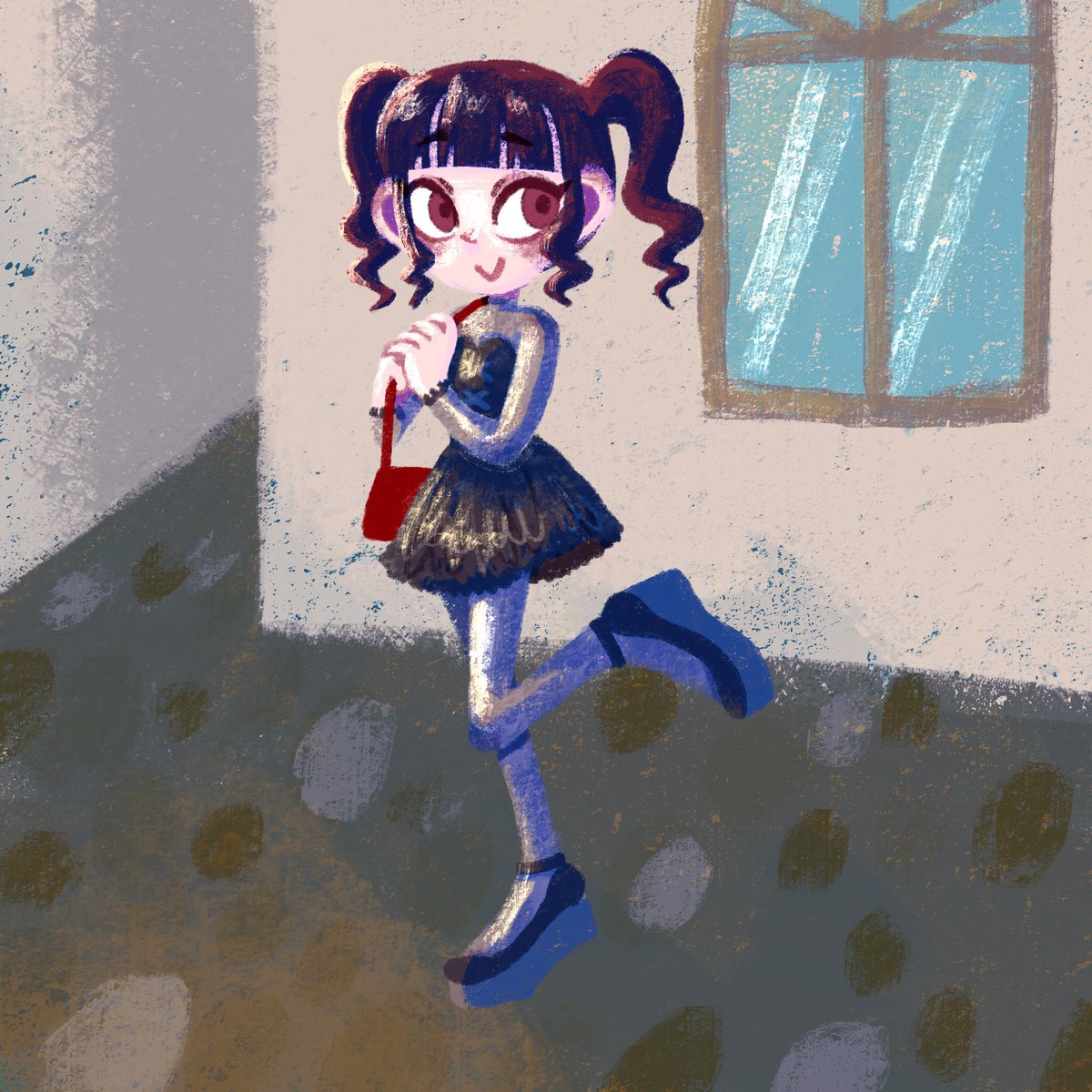 ナツ ミモリ 3 Procreate イラスト 絵 Art Illustration Toyboxhouse 1日1絵 1day1art 実験的なイラスト おしゃれして出かけるハーフ吸血鬼キャサリン 日焼け止め塗っていれば多少の日光は大丈夫です 純吸血鬼よりは耐性アリ T Co