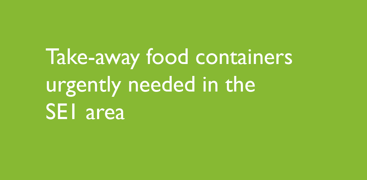 ‼️ URGENT request - takeaway food containers needed by the @MannaCentre to provide meals to those experiencing homelessness in #SE1. If you can help please contact henry@teamlondonbridge.co.uk ASAP #londonbridge