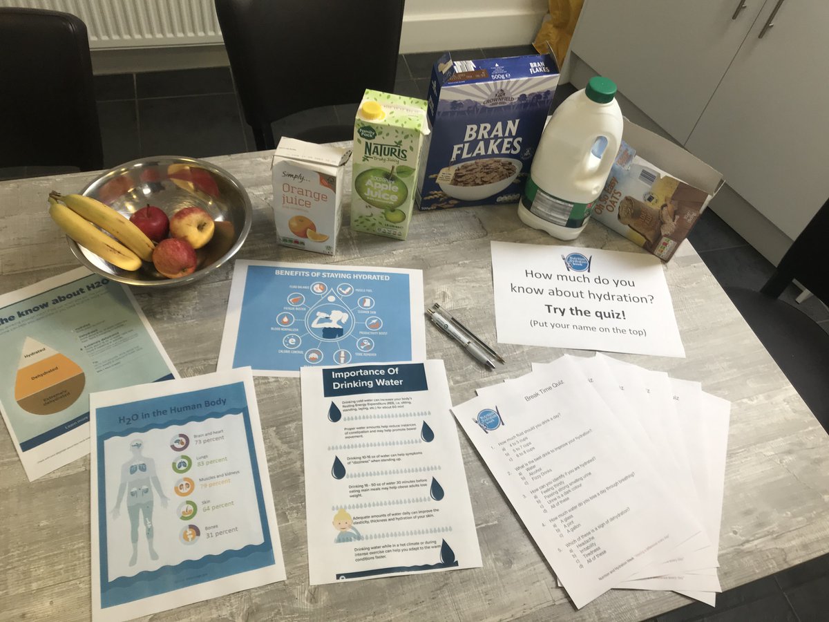 NHC_Grainger's tweet photo. Today is the final day of #nutritionandhydrationweek 

We are providing education and resources on the importance of staying hydrated, and a quiz to test our knowledge😅

A 'Hydration Station' has been set up for us to top up on our daily water intake 🥤

#weareNHC @Northern_HC https://t.co/RSQSsHy4jT
