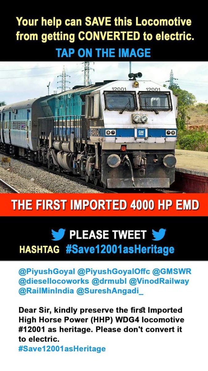 Sambit97Chjee's tweet photo. @PiyushGoyal @RailMinIndia @SWRRLY @GMSWR 

#Save12001asHeritage https://t.co/zNbyKGP249
