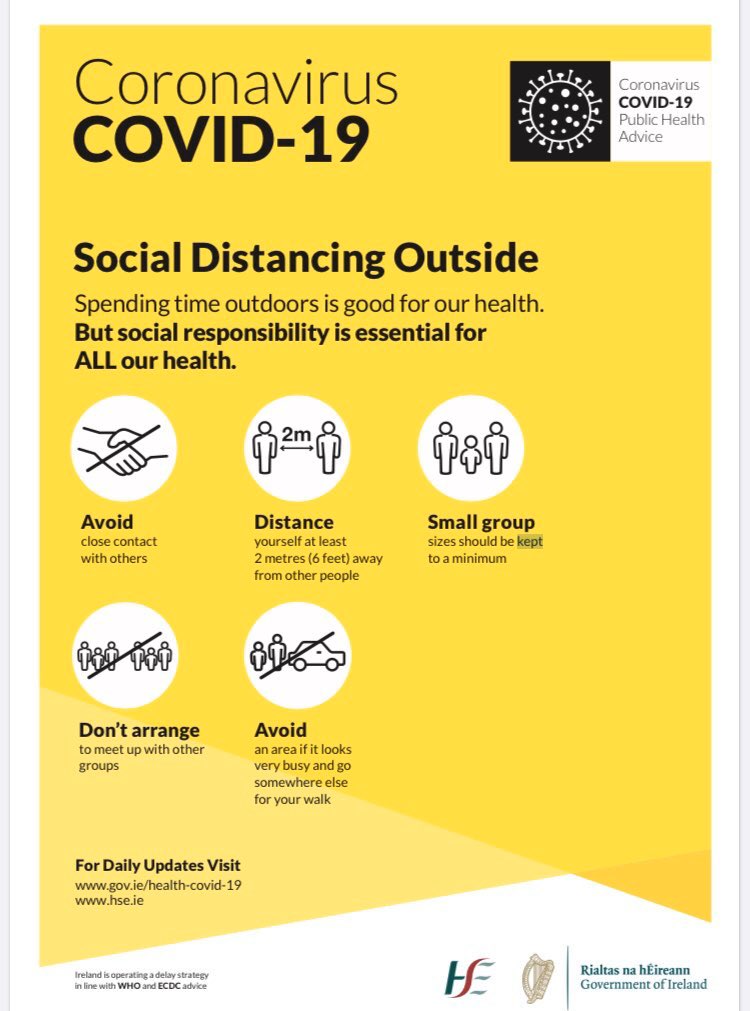 Limerick, we need to talk. Town is still really busy with coffee shops open with people sitting closely together outside and groups of people hanging around. We need as a city to do better, much better at social distancing. Please everyone follow the below guidelines now 🙏