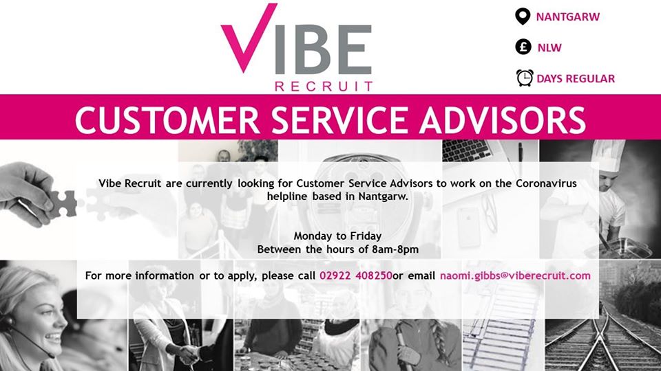 Are You Looking For Work In The Customer Service Industry?

We Have Immediate Starts Available For 60+ Positions!

Customer Service Advisors needed to start work immediately in the Nantgarw area. Please call Naomi on 02922 408250 or email naomi.gibbs@viberecruit.com for more info