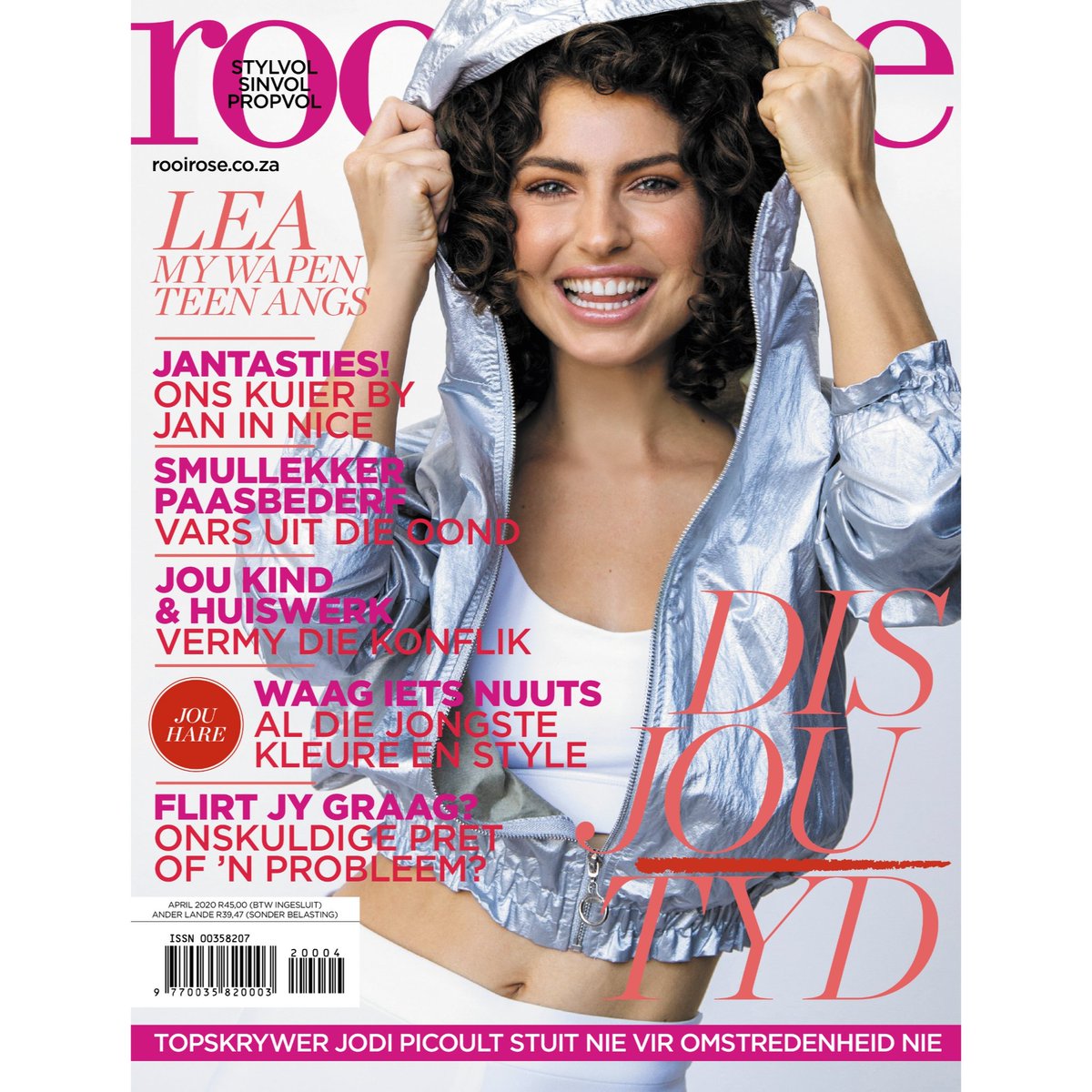 Eerskomende Maandag op die rakke: die April 2020-uitgawe met die beeldskone Lea Vivier op die voorblad.

Plus: ons kuier by Jan in Nice, die heerlikste (en mooiste) paasfees nóg, die smeulende Matthew McConaughey, wenke vir hulp met huiswerk, jou haargids, en raad vir vratjies.