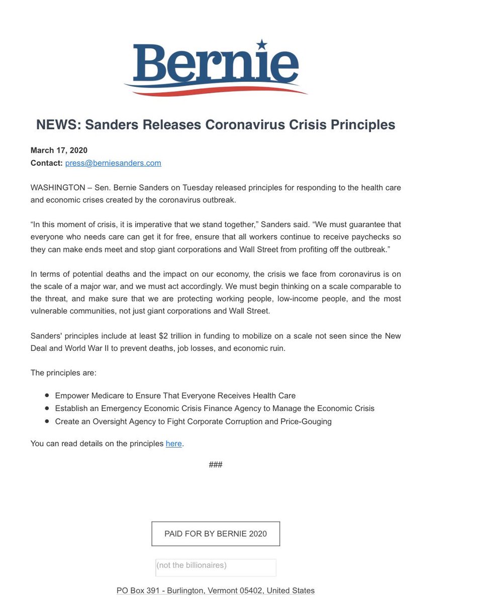 Zapwit's tweet image. “We must guarantee that everyone who needs care can get it for free”

“Ensure that all workers continue to receive paychecks”

Pick one!

Health care professionals don’t work for free. 

#berniemath