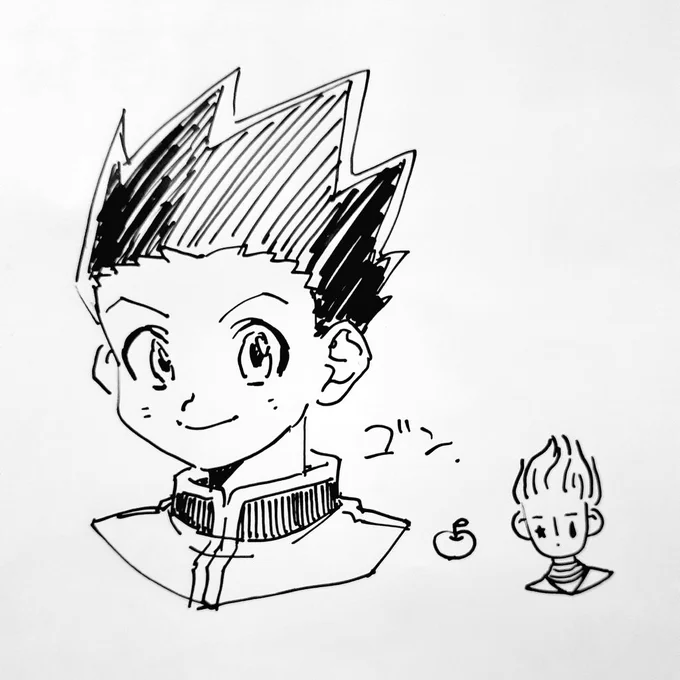 うろ覚えでH×Hのキャラ一発描きしたら、やっぱり失敗するし、なんか違う感じがする。正直ミルキは自信あるけど、合ってんのかな( 
