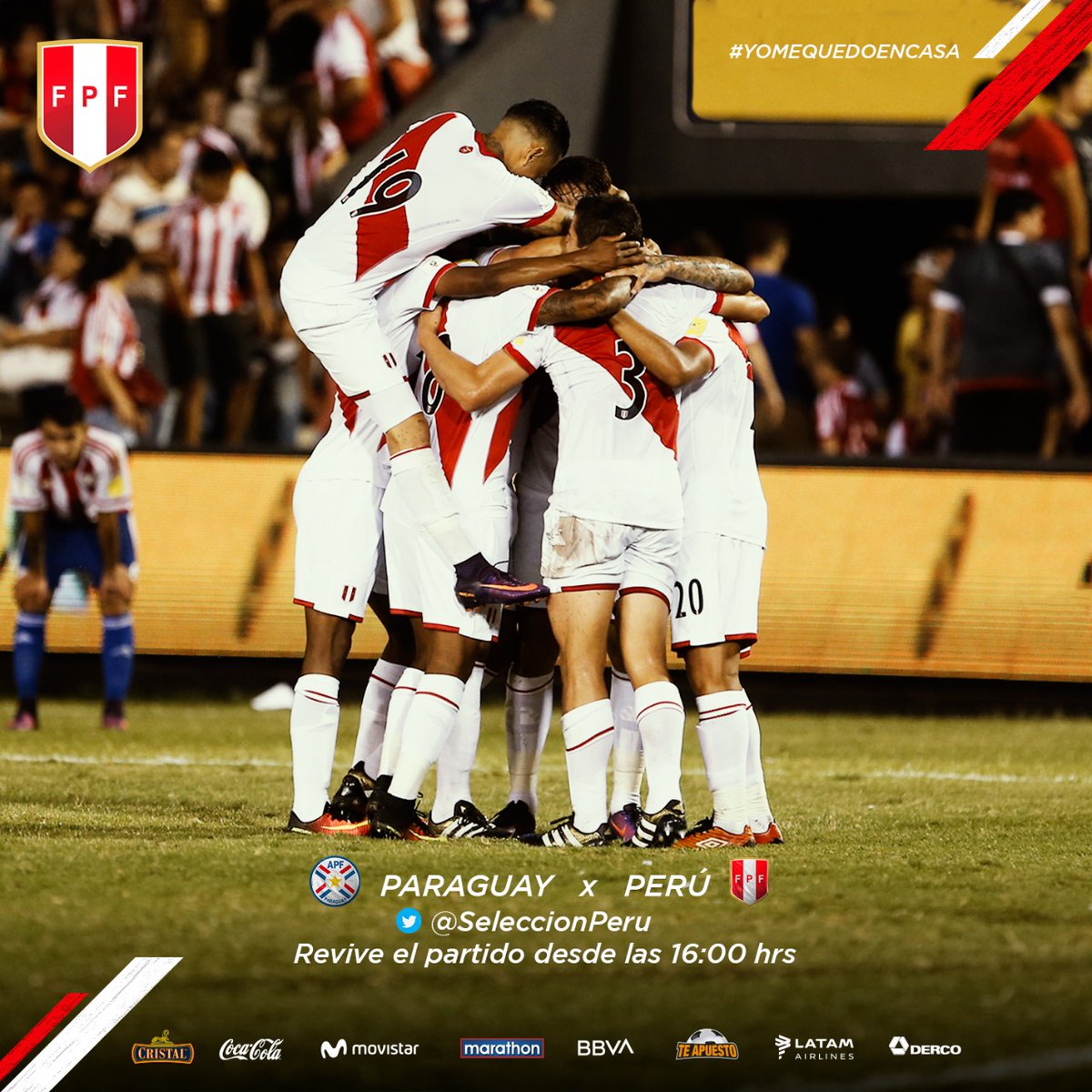 SeleccionPeru's tweet photo. Triunfo como visitante después de 12 años y primera victoria de nuestra @SeleccionPeru 🇵🇪 ante @Albirroja 🇵🇾 en Asunción. ¡Revivamos juntos el minuto a minuto de este partido desde las 16:00 horas en Twitter! 🙌

#YoMeQuedoEnCasa 🏠
#ArribaPerú 💪 https://t.co/qqDOqaMTYX