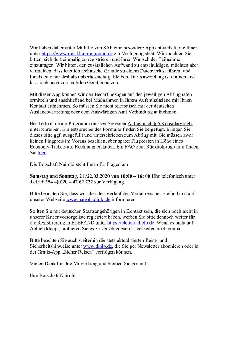 Germanembassynairobi Bitte Den Brief Lesen Es Gilt Fur Deutsche Mit Wohnsitz In Deutschland