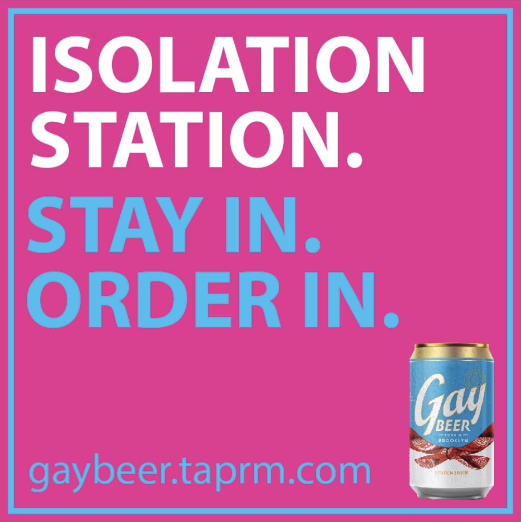 10% off all orders of GAY BEER and free delivery in New York State when you spend $25 or more. Visit gaybeer.taprm.com and use promo code: WE DRINK GAY BEER // #gaybeer #homealone #newyork #nyc #brooklyn #community #friends #home #quarantine #wfh @TapRmBeer