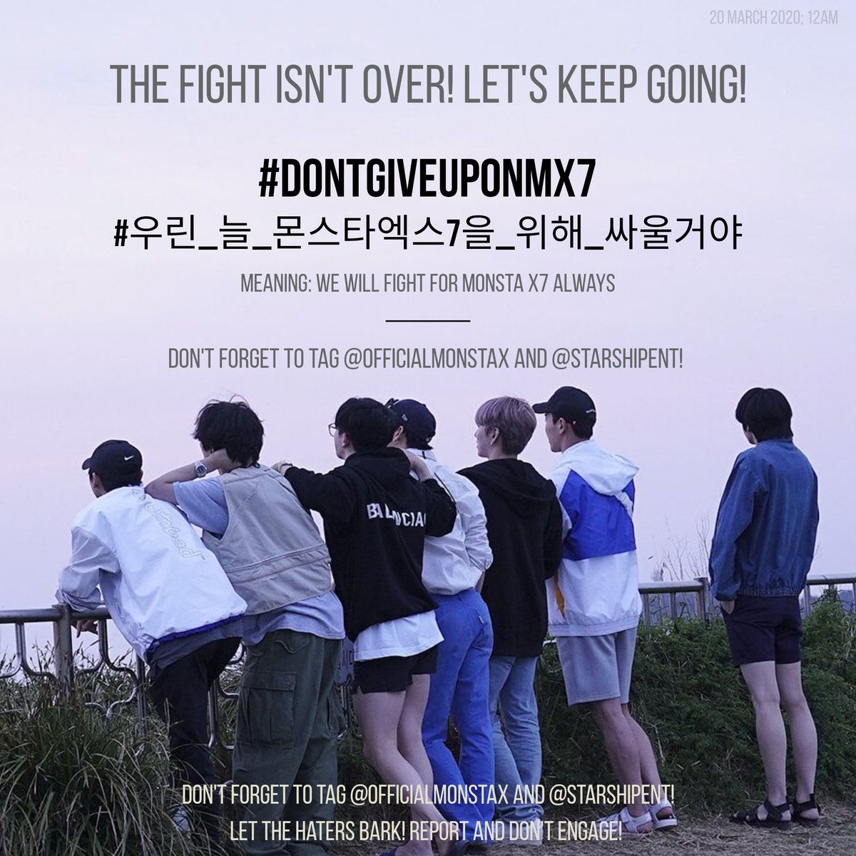 monbebe_aussie's tweet photo. WE'RE NOT GIVING UP.
#DontGiveUpOnMX7
#우린_늘_몬스타엑스7을_위해_싸울거야
@OfficialMonstaX @STARSHIPent https://t.co/tyEMD6JeId
