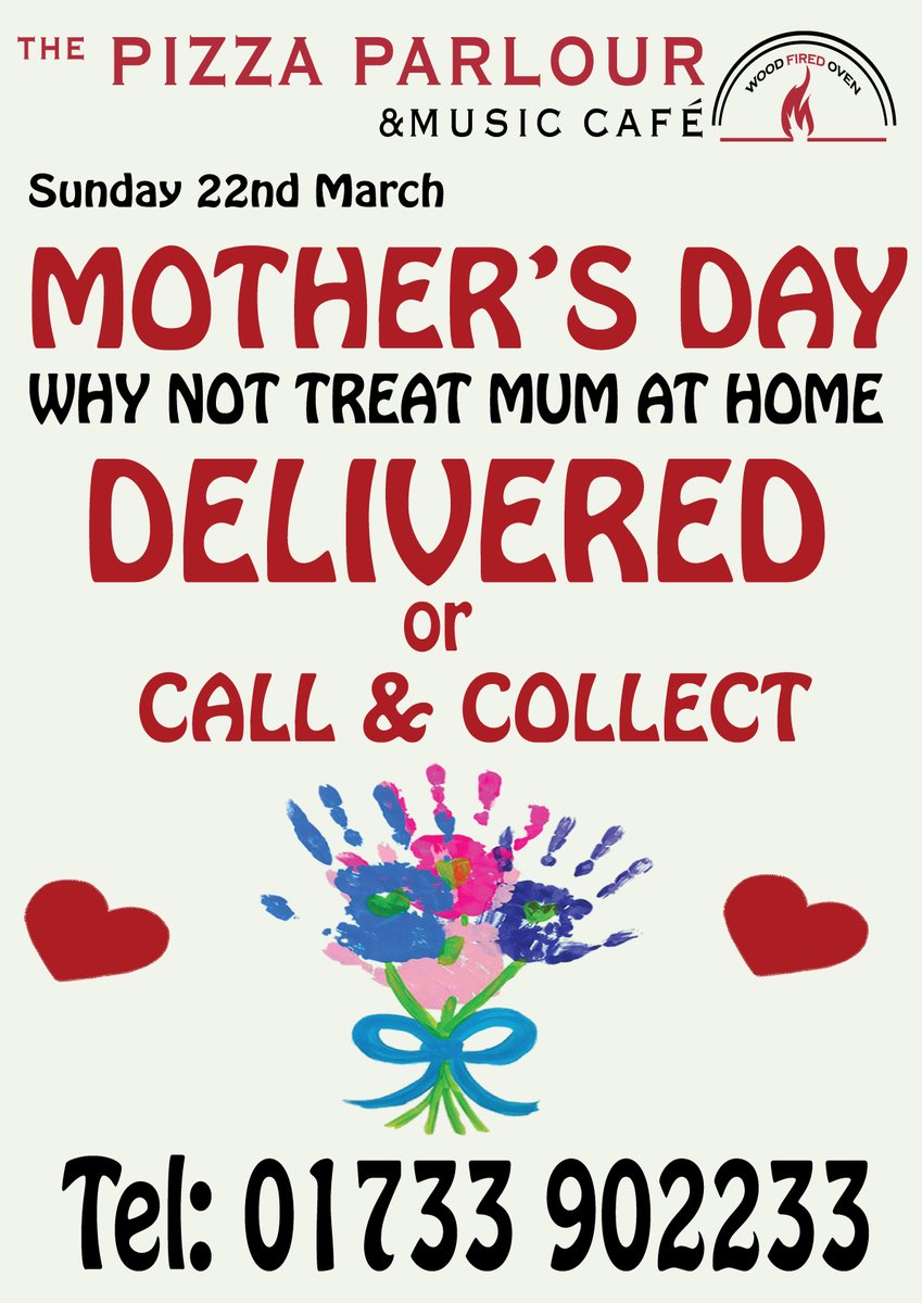 What are we going to do for Mother's Day? 
We're going to 'eat in' that's what!

You can call and collect on your way round to hers...
or if anyone's self-isolating then have it delivered instead!

Happy Mother's Day MUM!