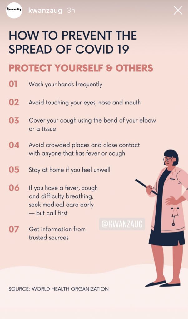 kwanzaug's tweet photo. Protect yourself and your loved ones. Let’s be the exception and keep #Covid19 out 😊😊 But if you feel unwell follow step 5! It will be okay. https://t.co/Q6yTuJ3J4K