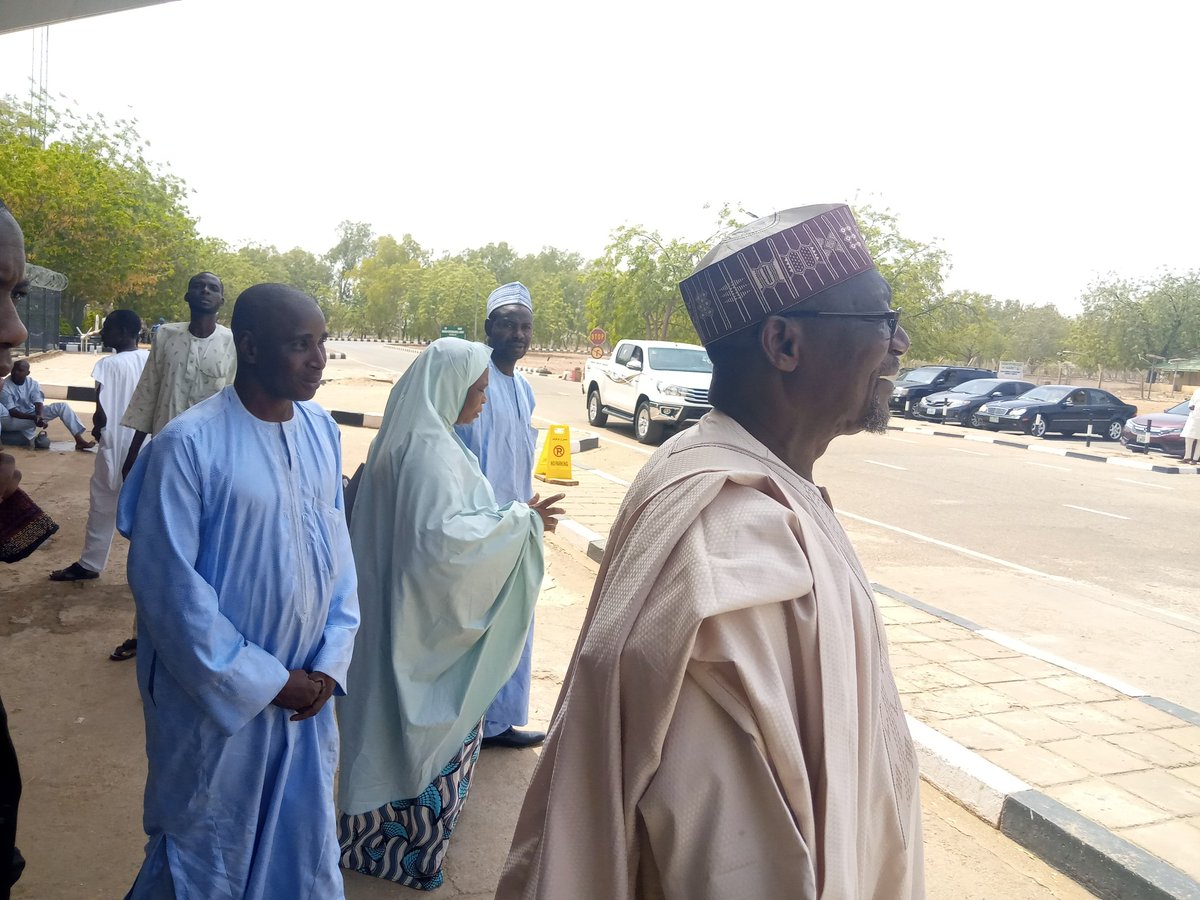 At the Sultan Abubakar International Airport en route Argungu on a condolence visit to the former Judge of the Supreme Court, Justice Othman Mohammed over the death of our brother, Alh. Sani Mohammed - a former commissioner of Police in Imo State.