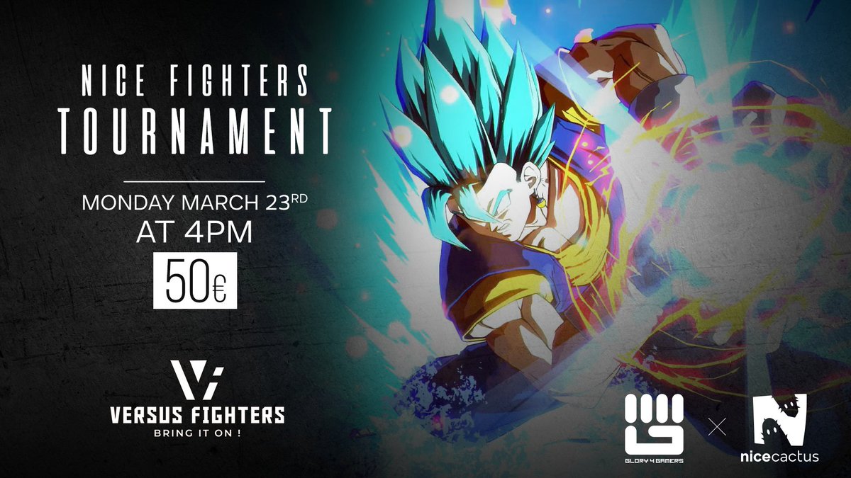 Today is the great return of #DBFZ on our platform! ✊ 
The Nice Fighters Tournament! 🌵 

💰 €50 Cashprize
⌚️ Monday at 4 pm

In partnership with <a href="/VersusFighters/">Versus Fighters</a>   
▶️ bit.ly/DBFZTournaments

PS: Answer with your best Goku/Vegeto GIF
👇