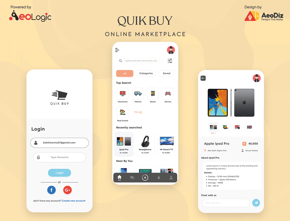 aeodiz's tweet photo. Check our #UI work sample for online marketplace "Quick Buy" app. View more – https://t.co/MQLU1Ki0OV
#UI #UserExperince #UserInterface #UXDesign #GraphicDesign #UX #Daily #Design #AndroidApp #iOSApp #AppDesign #UIDesign #AppScreenDesign #SampleWork #Designer #AeoDiz #AeoLogic https://t.co/SSPVi6kSkN