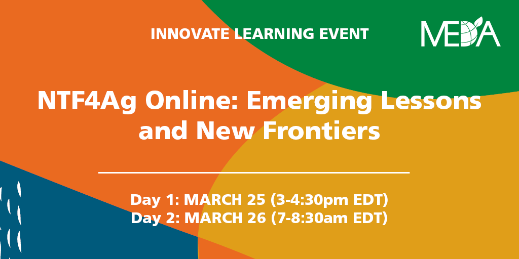 medadotorg's tweet photo. Mark your calendars for #NTF4Ag Mar 25 + 26! ποΈ INNOVATE's digital learning event will explore #SmallholderFinance to promote #ag innovation via:
β
#BundledServices β
#DigitalFinancialServices + more
Day 1: https://t.co/pfwB3puBkr
Day 2: https://t.co/i1S1au9U4G https://t.co/igdf99fR1N