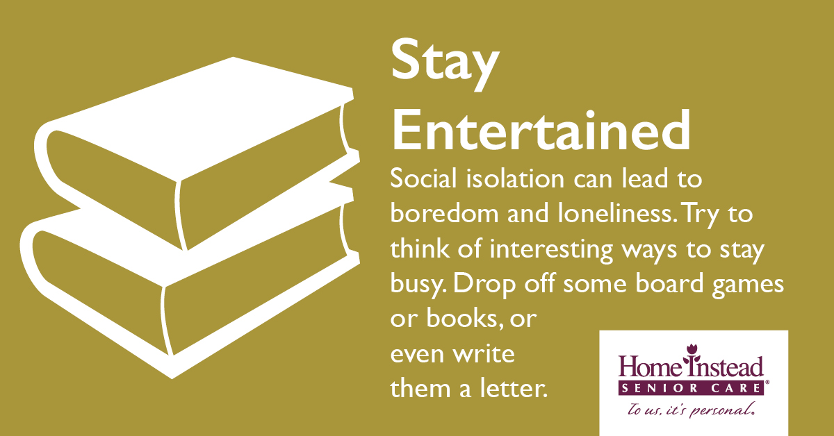 Here are some items you could drop off with isolated seniors, to help keep them happy and busy: books, magazines, flowers, chocolates or puzzles. You could even post a letter through the door letting them know they have received a ‘delivery’! Random acts of kindness go a long way