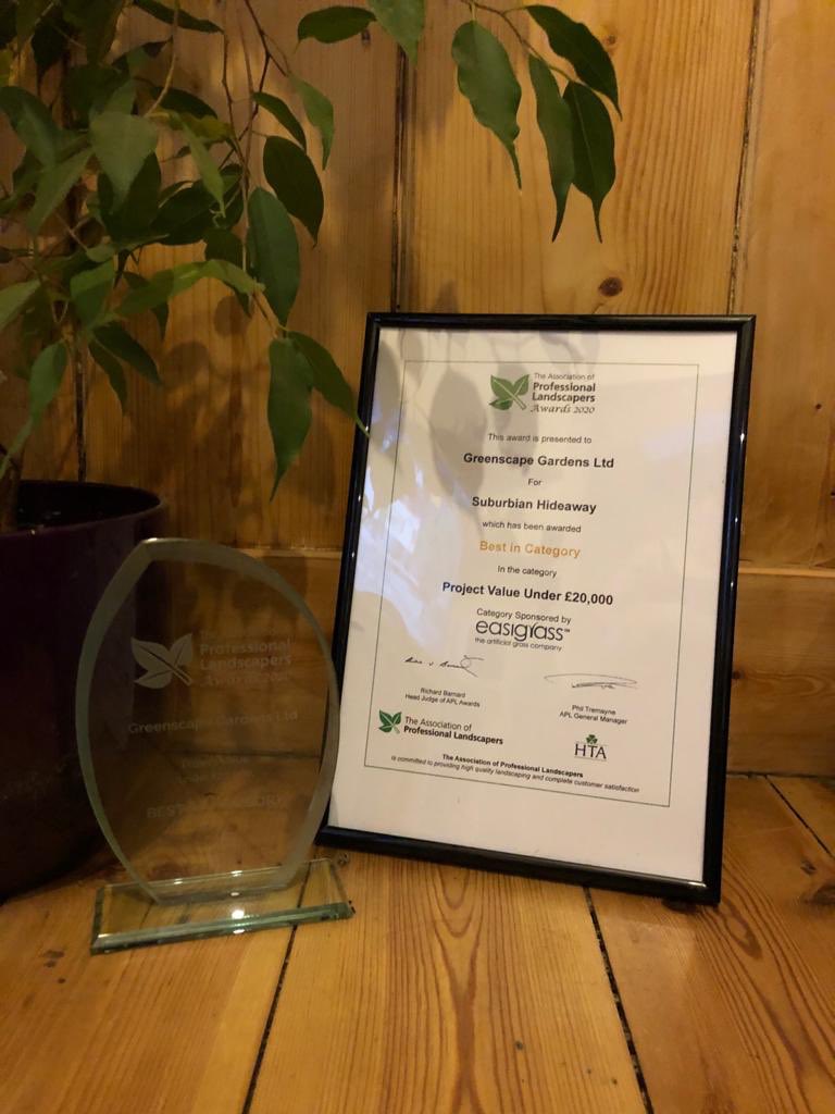 What a week it’s been! 😬 Feels like a lifetime ago we were at the <a href="/The_APL/">APL</a> awards and celebrating the win of our “Suburbian Hideaway” project. 🥂
Wishing all of our landscaping brothers and sisters good luck throughout the testing times ahead! 👊💪❤️
#aplawards2020 #weareapl