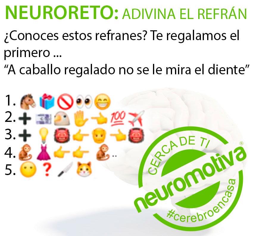 NeuroMotiva's tweet photo. 🧠NEURORETO DE HOY🧠

Hoy va de refranes. Consiste en descifrar qué conocida frase está detrás de estos emoticonos. 
¿Te animas? 

Gracias a todos los que habéis participado ayer, ¡animaos! No es tan difícil 😜

#yomequedoencasa #cerebroencasa https://t.co/RXWnekVFlQ