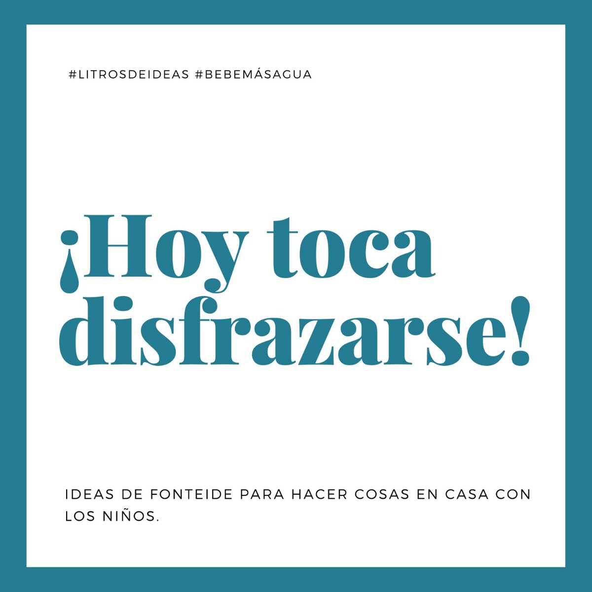 ¡Llegó el viernes!
Hoy hay que divertirse. Proponemos sacar los disfraces y disfrutar de un minicarnaval en casa. 
Música y alegría para que los más pequeños se metan en sus personajes y dejen volar su imaginación...

#LitrosdeIdeas #Encasaconniños