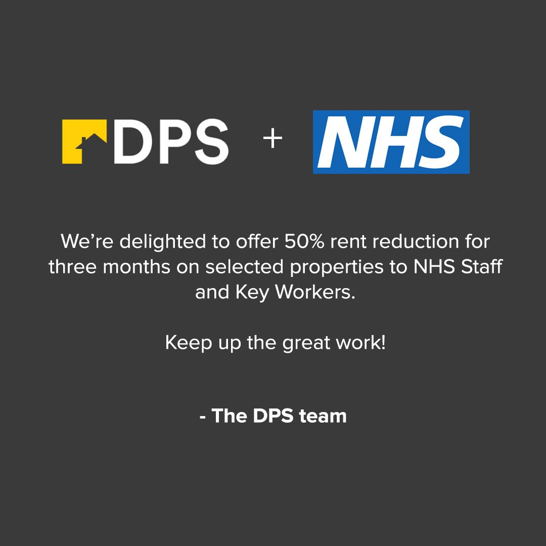 dpsestatesltd's tweet photo. Work in the NHS or classed as a key worker? We're delighted to offer a 50% rent reduction on selected properties for the next 3 months. 

Keep up the amazing work. 

https://t.co/YwEJZji3VY https://t.co/TKSATFw6m9