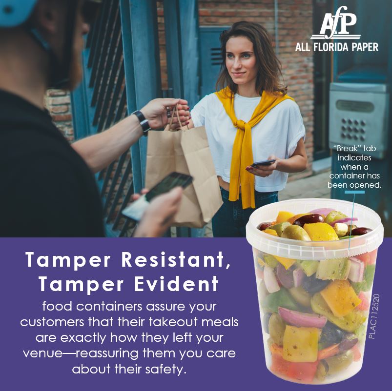 An easy break away tab serves as an alert that the container has been tampered with. 😍👍😍

#tamperevident #tamperproof #foodsafety #foodtampering #fooddelivery #foodservice #GrabandGo #restauranteur #foodsafety #safeeating #takeout #grocer #floridarestaurant #floridasupermarket